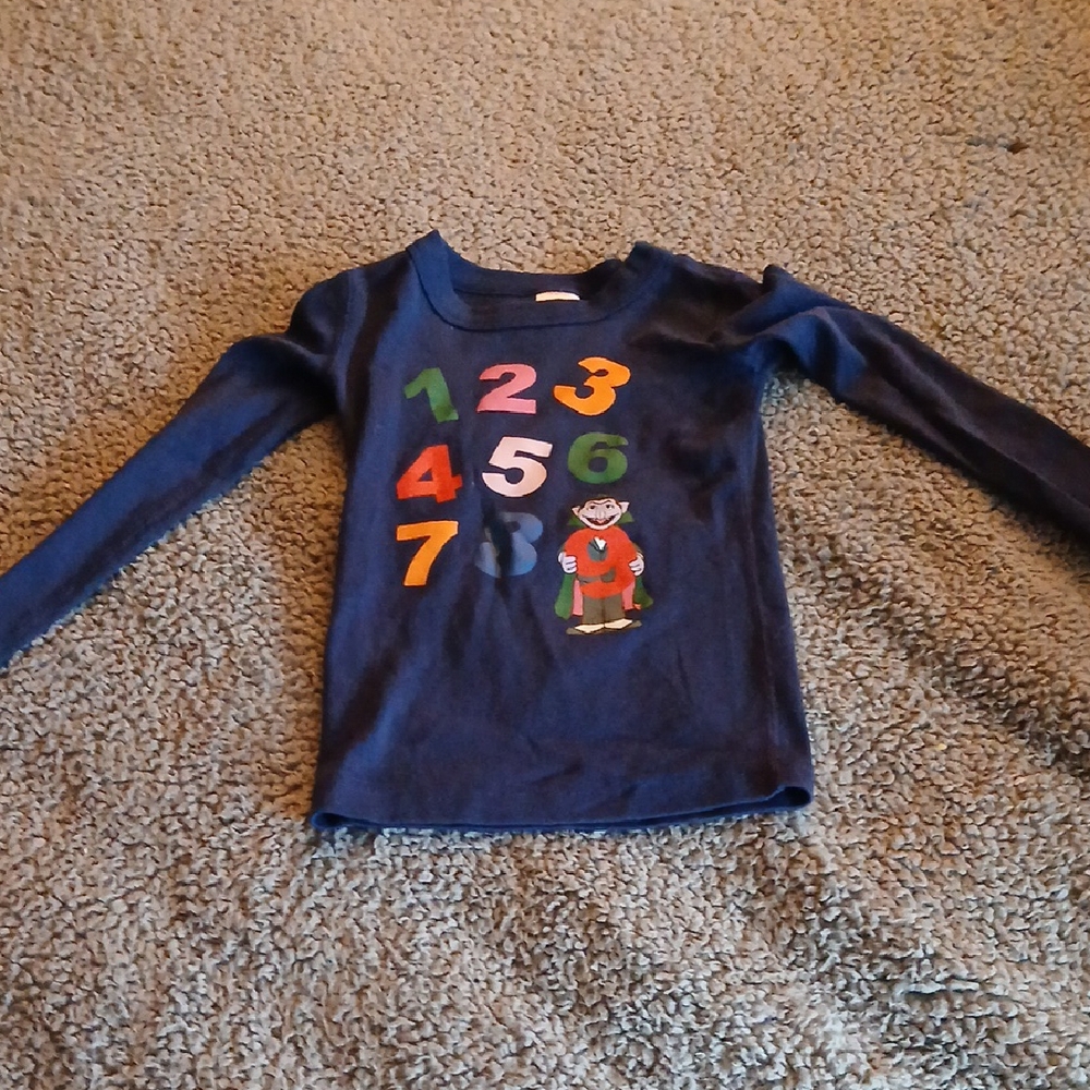 Kids Navy Blue Number Print Long Sleeve Shirt